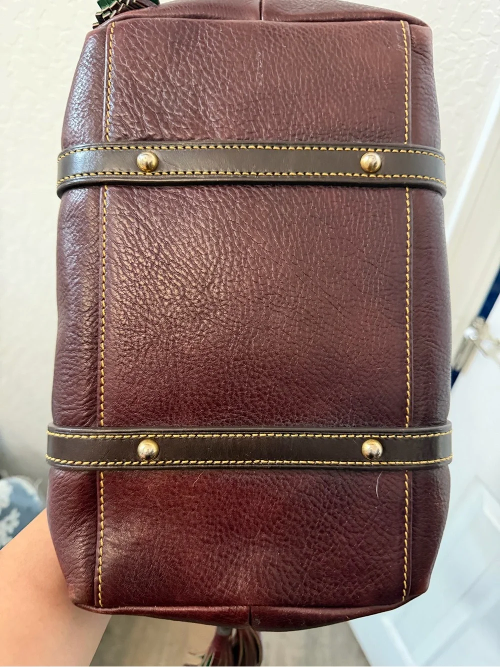 Dooney & Bourke Dark Brown Leather  Satchel with Gold Hardware